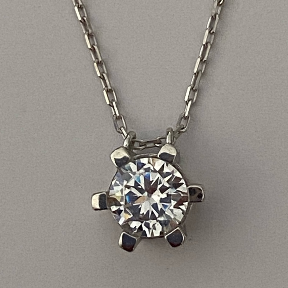 925 silver necklace clear cz cubic zirconia round stone
